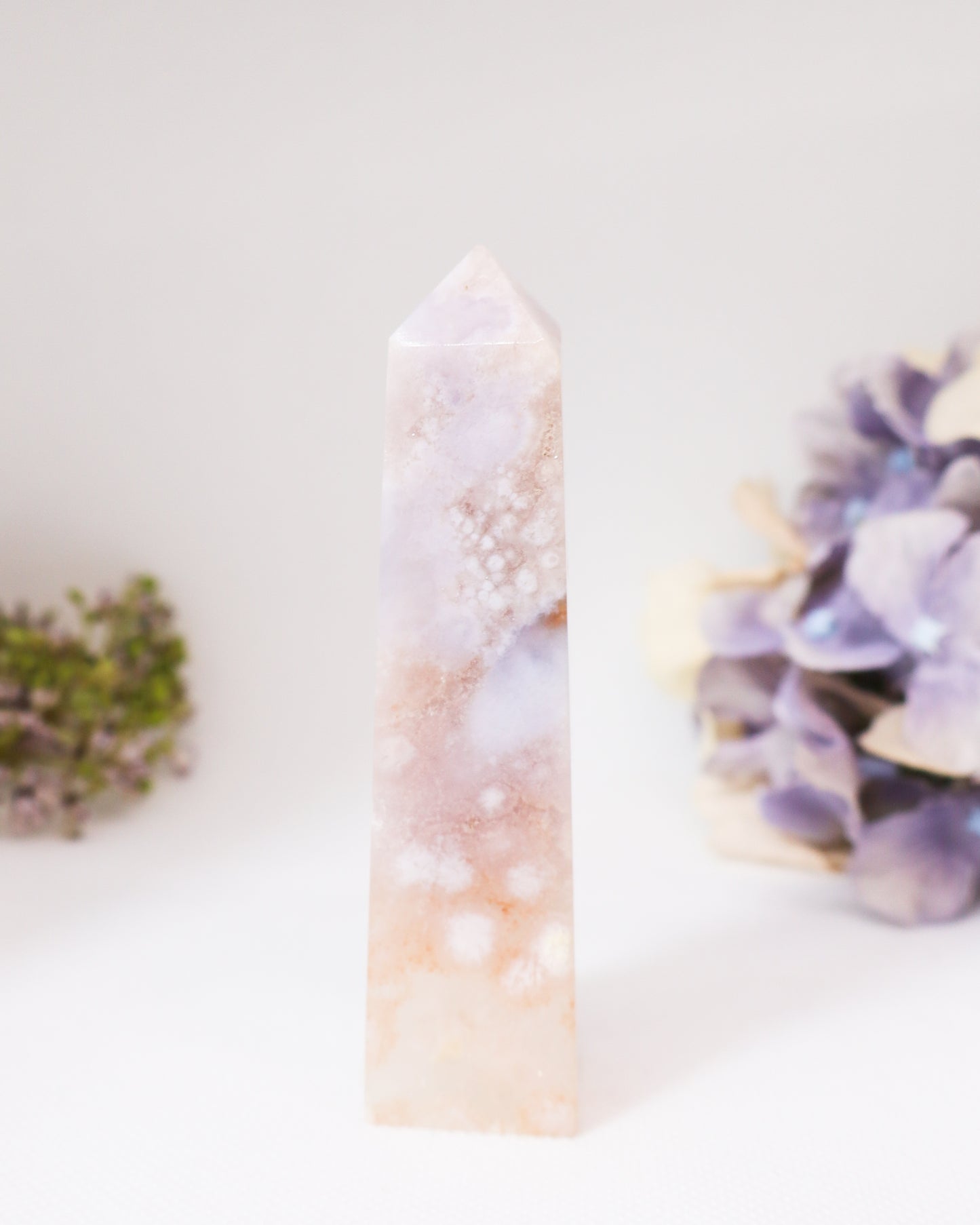 Pink Flower Agate Tower #1