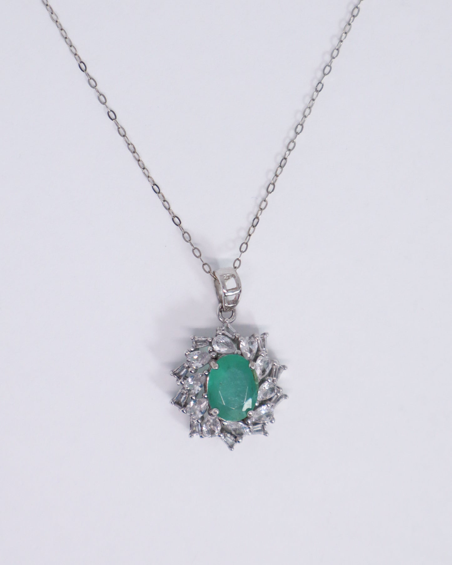 Emerald Necklace - 925 Sterling Silver