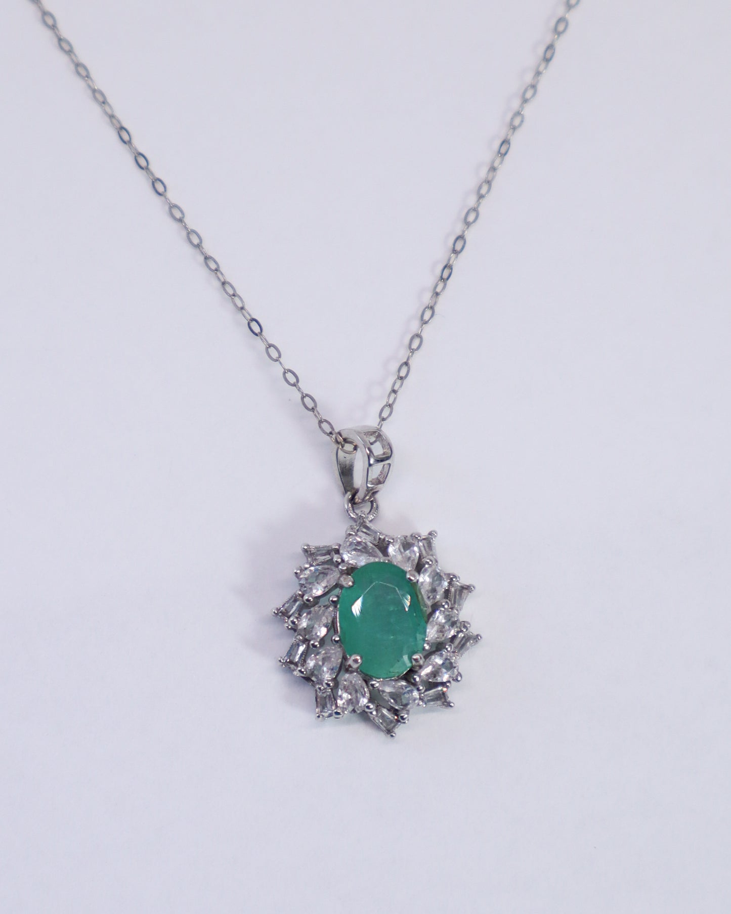 Emerald Necklace - 925 Sterling Silver