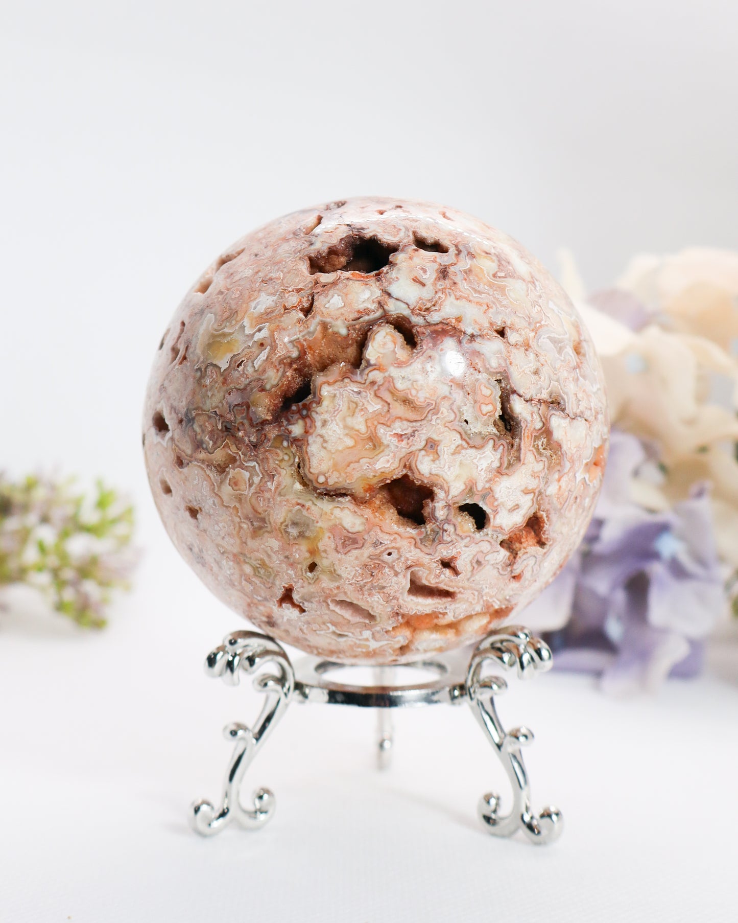 Pink Crazy Lace Agate Sphere #22