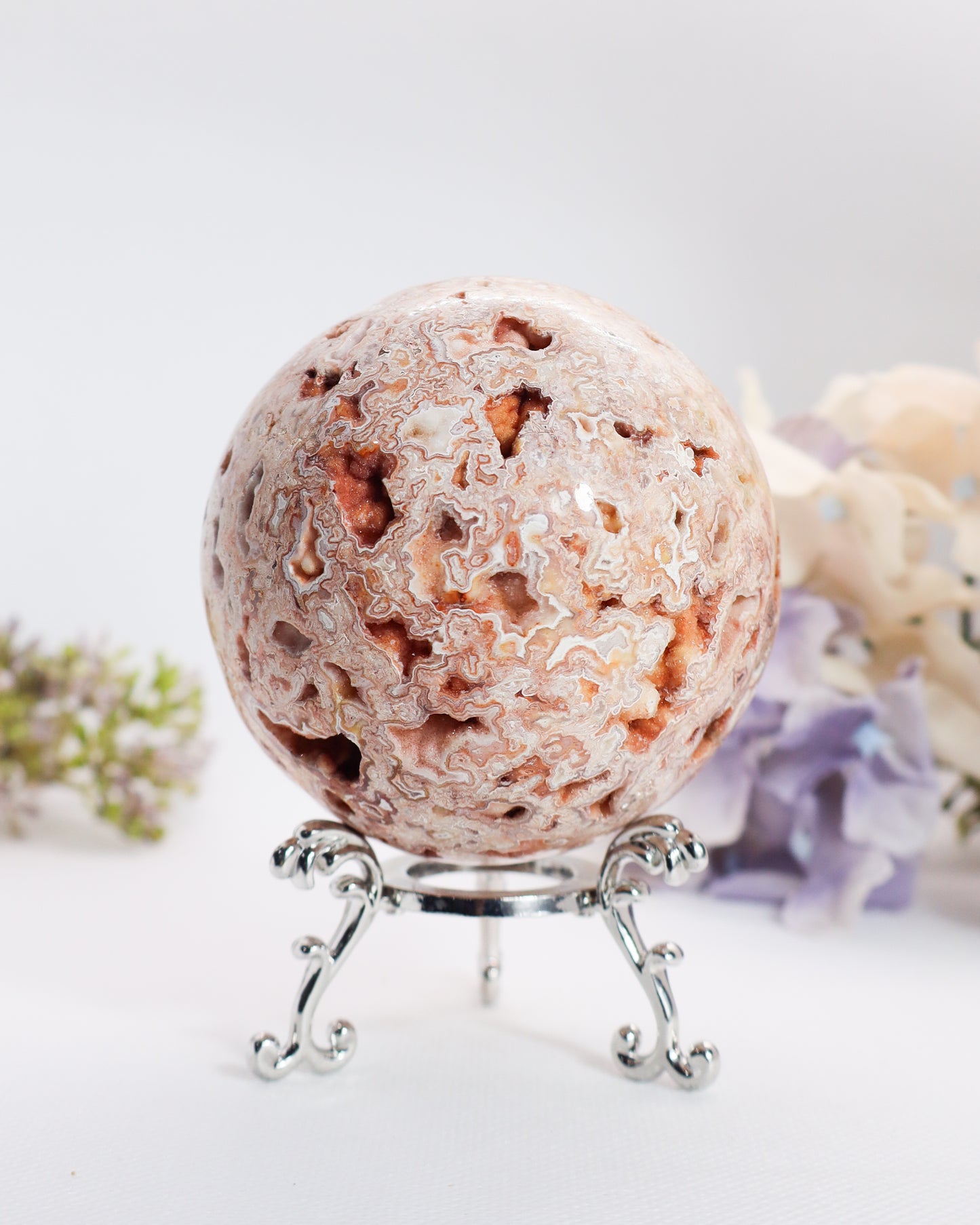 Pink Crazy Lace Agate Sphere #22