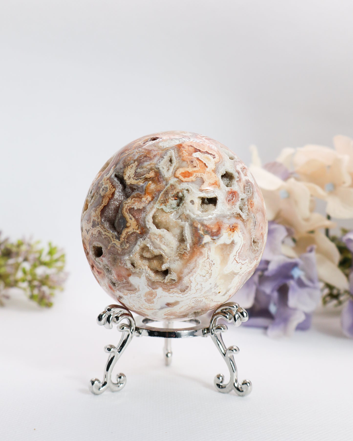 Pink Crazy Lace Agate Sphere #21