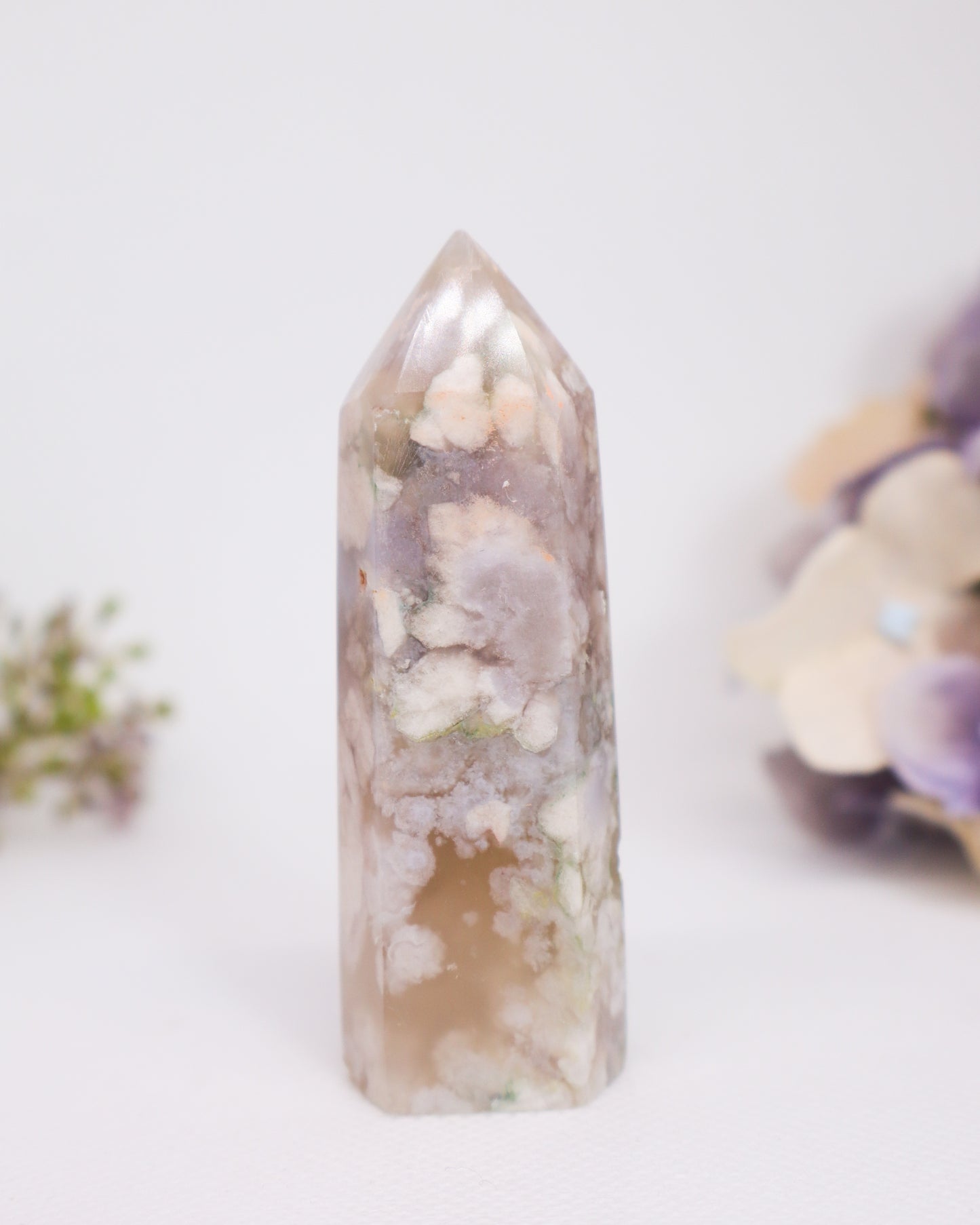 Green Flower Agate Tower