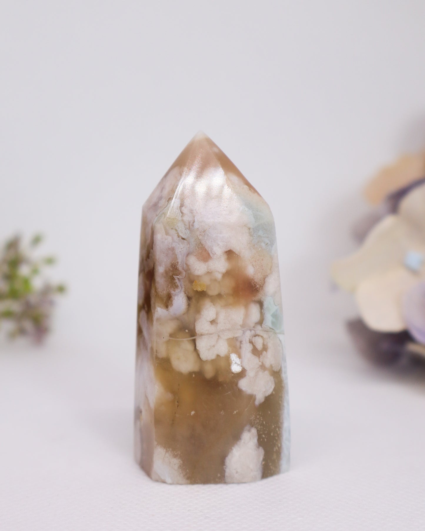 Green Flower Agate Tower