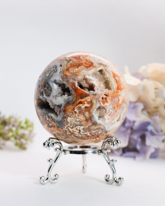 Pink  & Grey Crazy Lace Agate Sphere