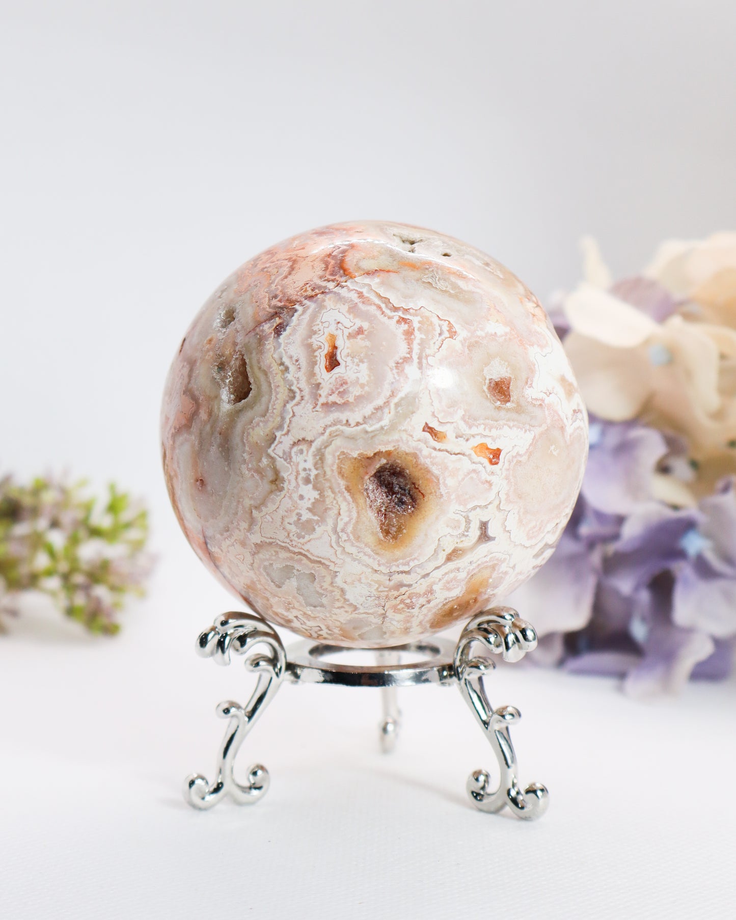 Pink  & Grey Crazy Lace Agate Sphere