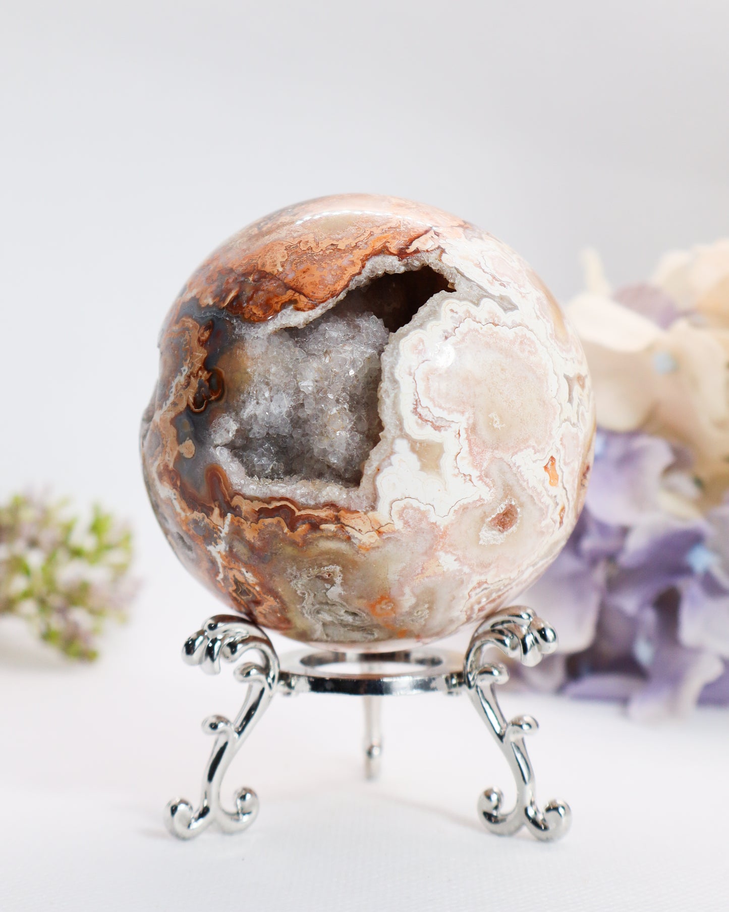 Pink  & Grey Crazy Lace Agate Sphere