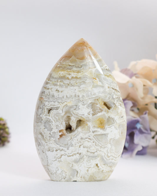 White Crazy Lace Agate Flame #4