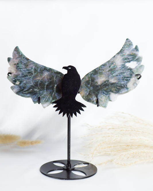 Moss Agate Eagle Wings