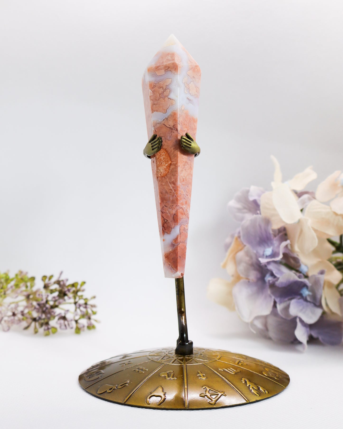 Pink Agate Wand on Stand #8