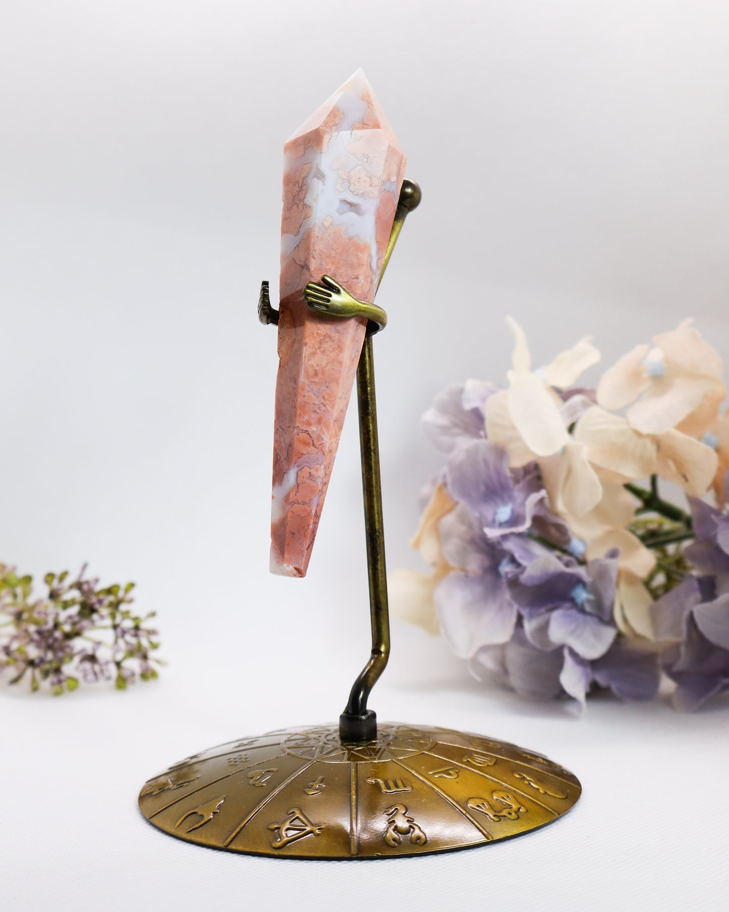 Pink Agate Wand on Stand #8