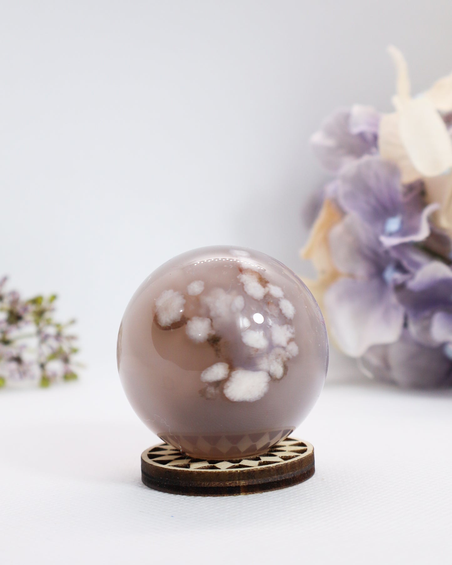 Grey Flower Agate Sphere #1