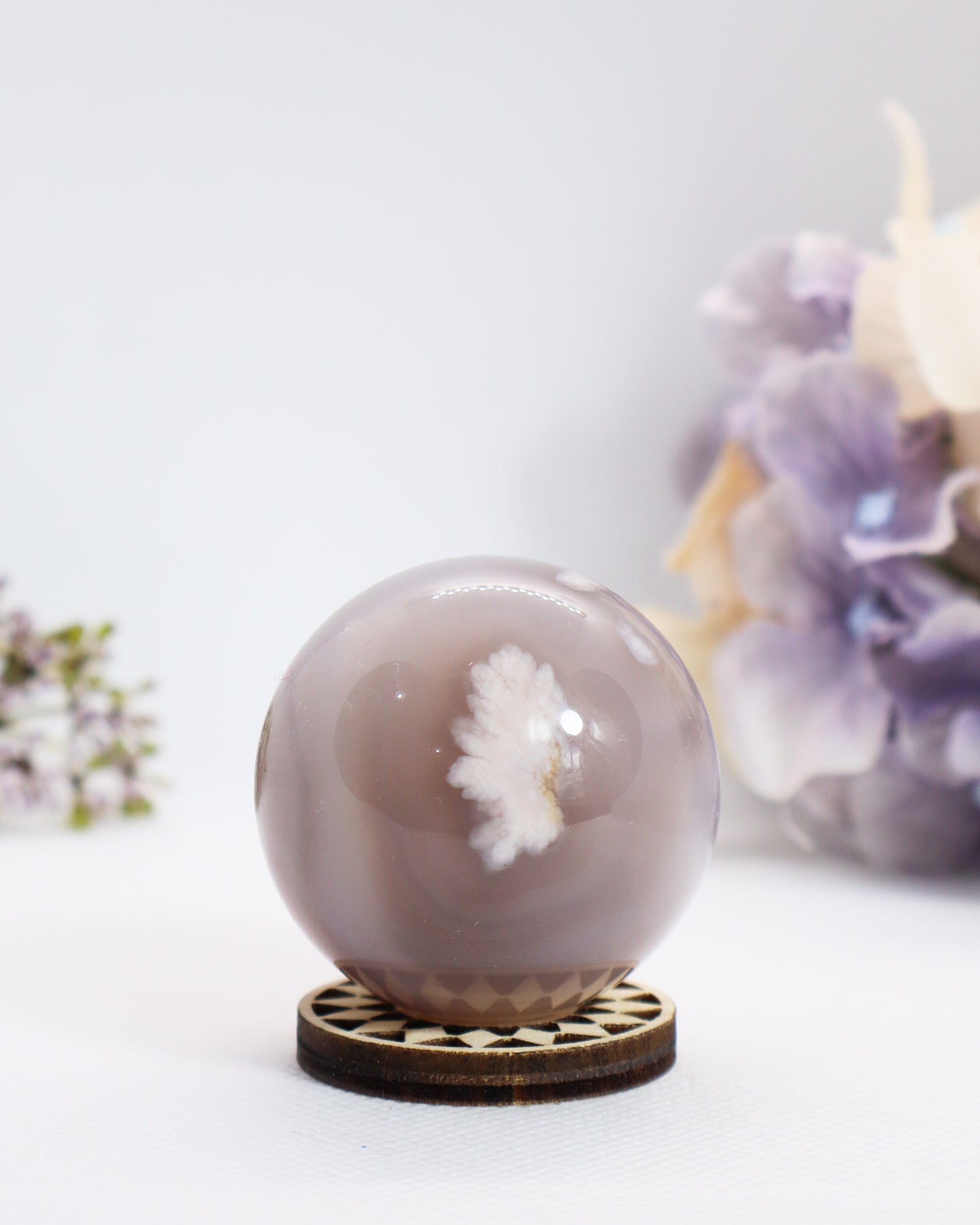 Grey Flower Agate Sphere #1