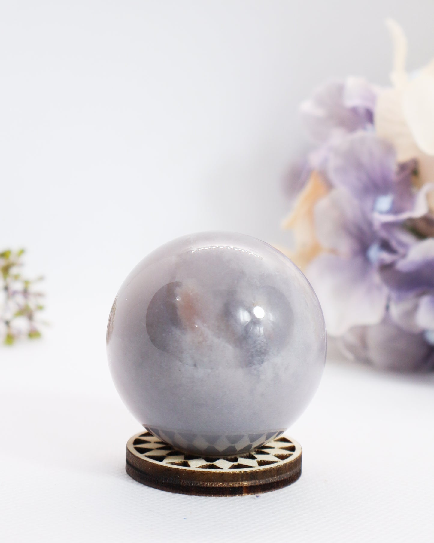 Grey Flower Agate Sphere #2