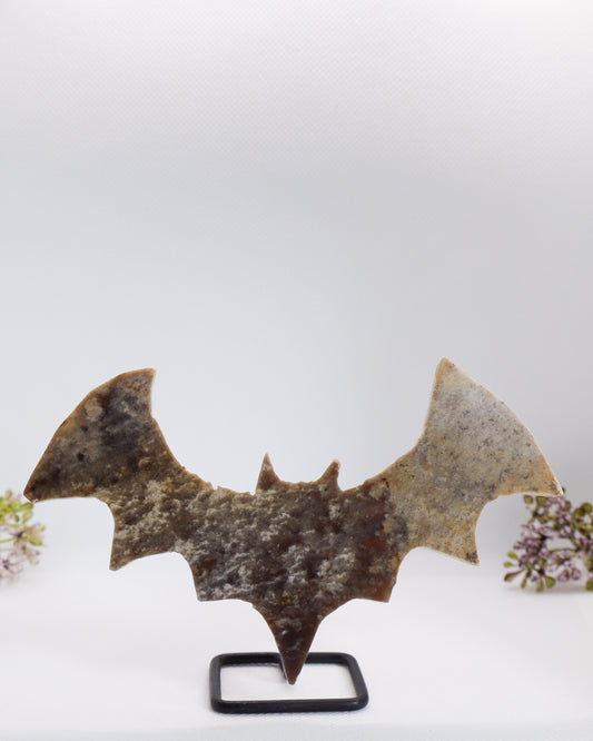 Agate Bat Carving on Stand