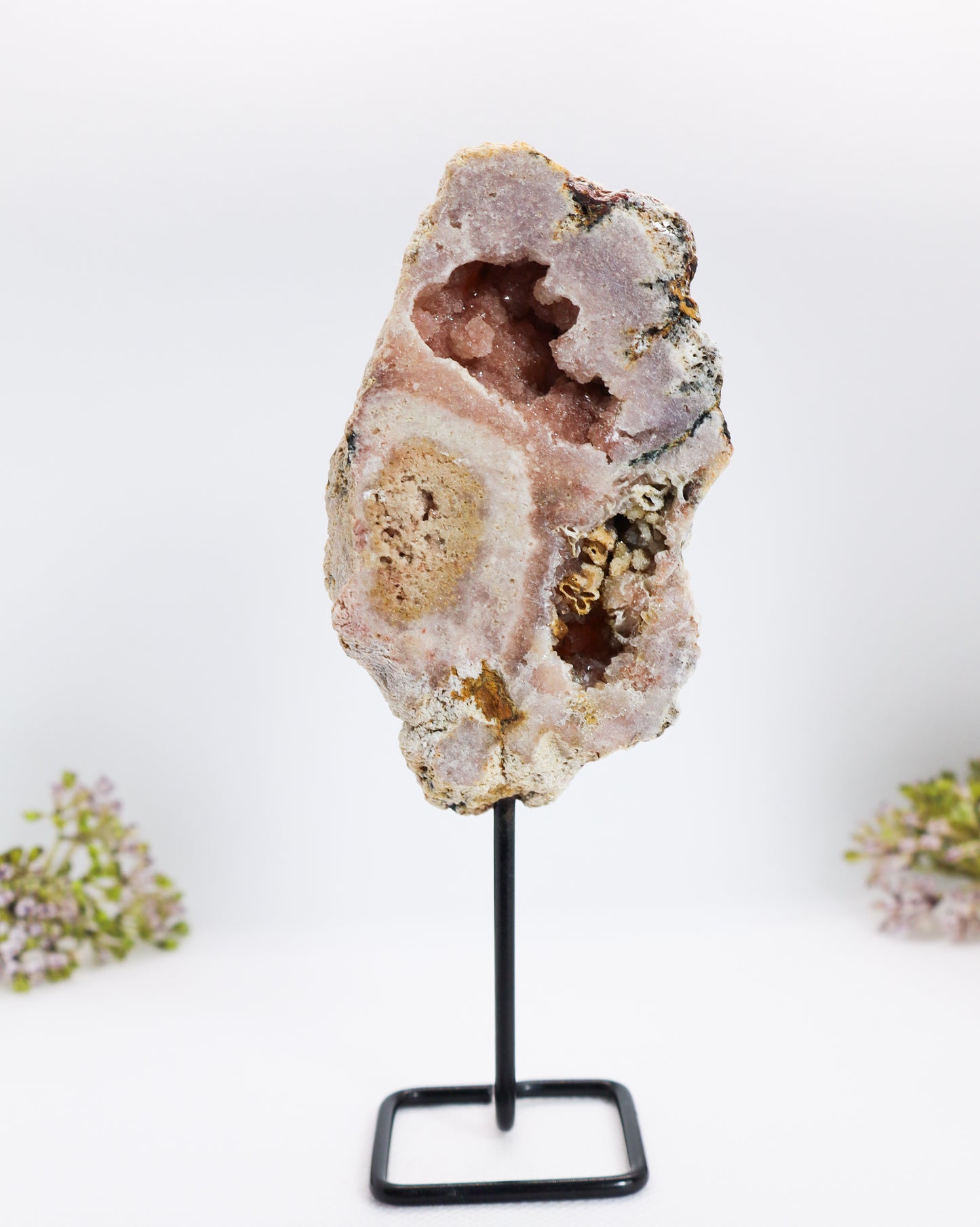 Pink Amethyst Slice on Stand #1