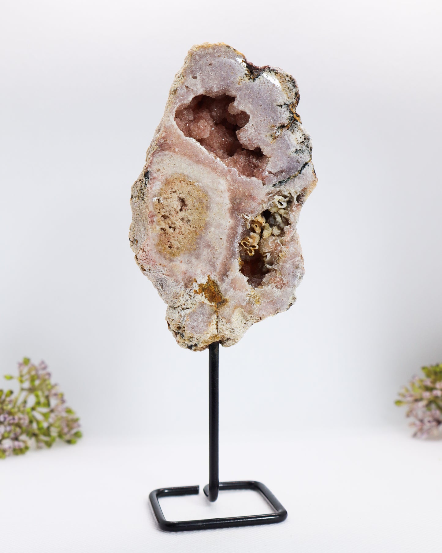 Pink Amethyst Slice on Stand #1