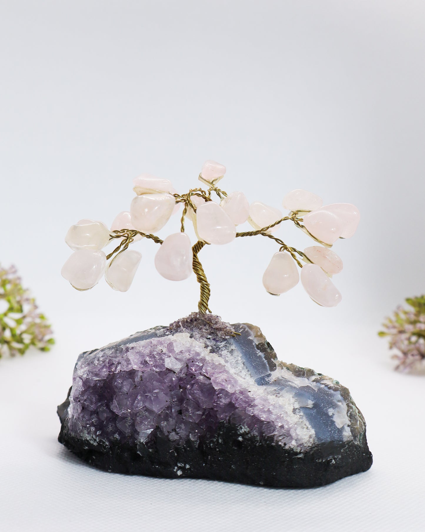 Rose Quartz Tree on Amethyst Cluster #1