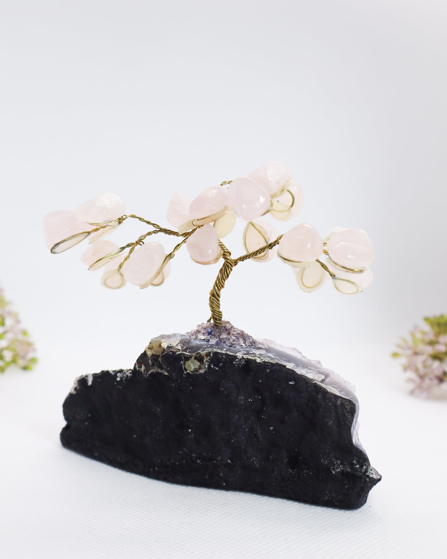 Rose Quartz Tree on Amethyst Cluster #1