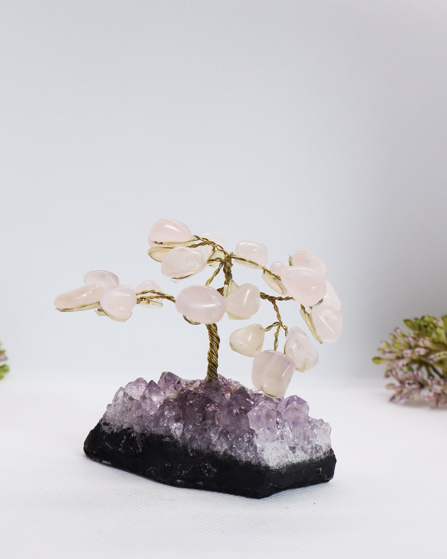 Rose Quartz Tree on Amethyst Cluster #2