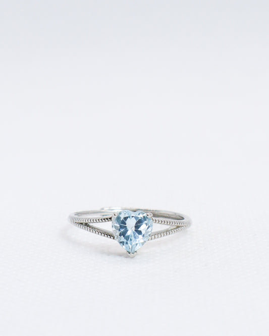 Blue Topaz Heart Ring - 925 Sterling Silver