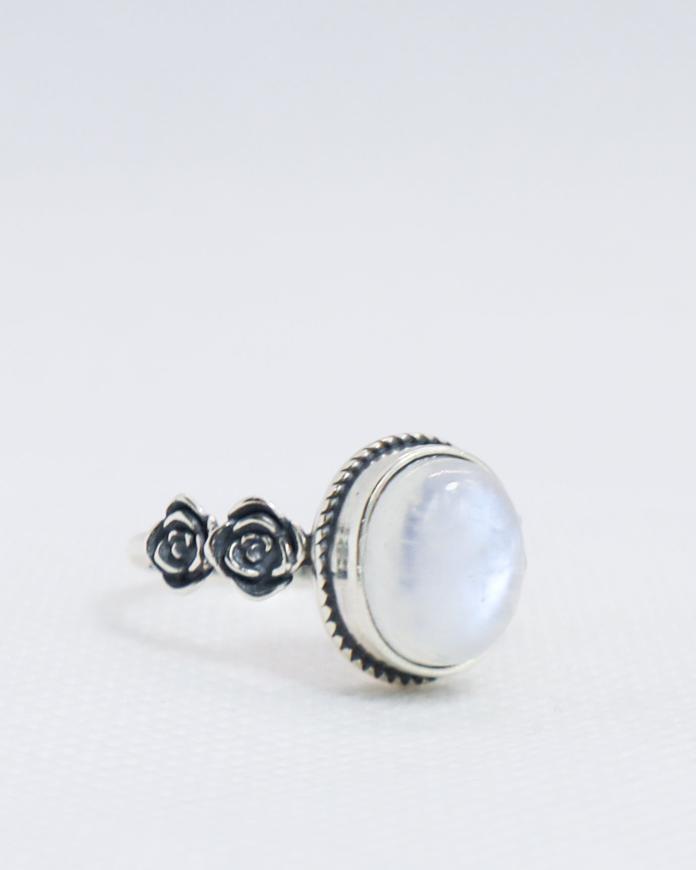 Moonstone Flower Ring - 925 Sterling Silver