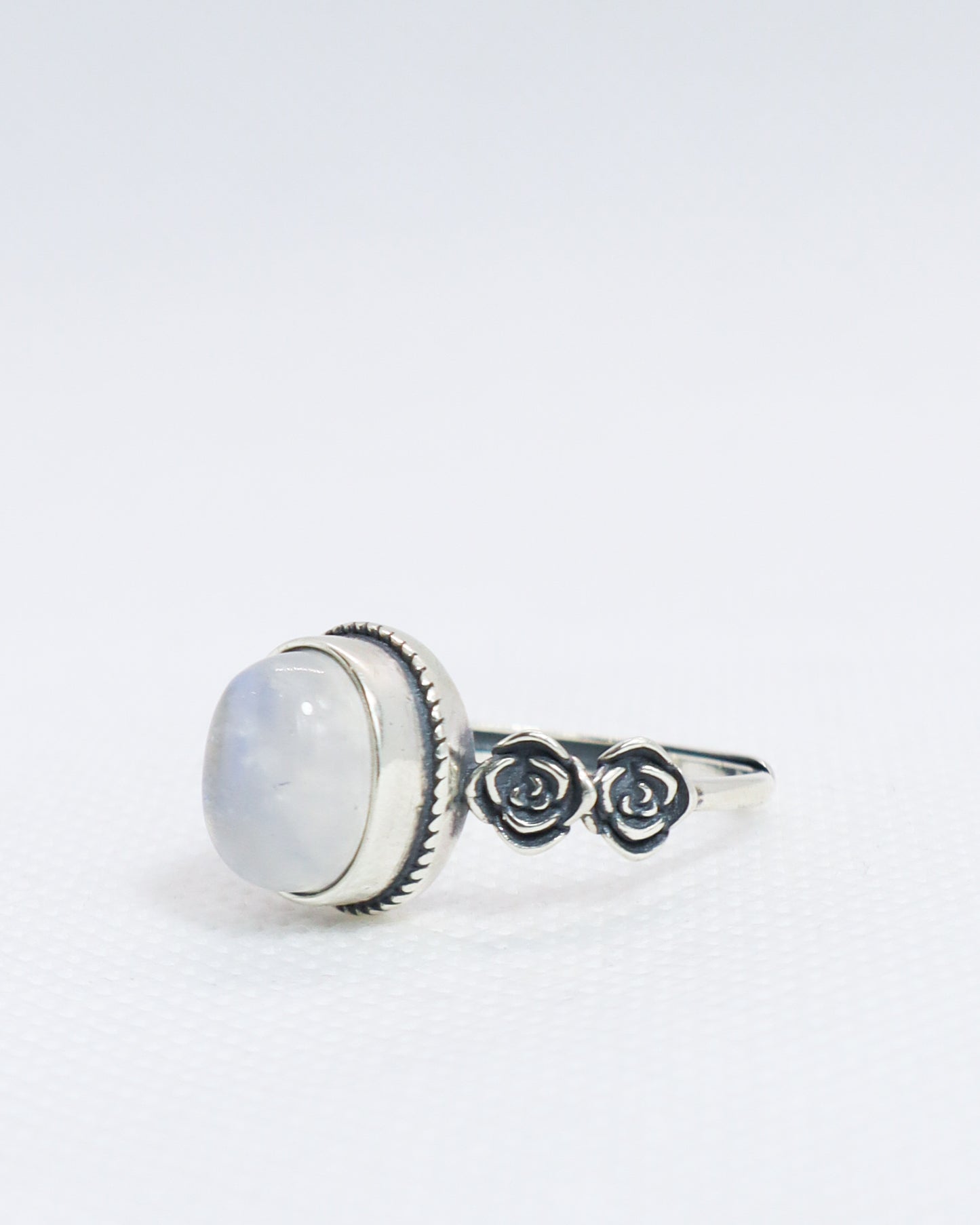 Moonstone Flower Ring - 925 Sterling Silver