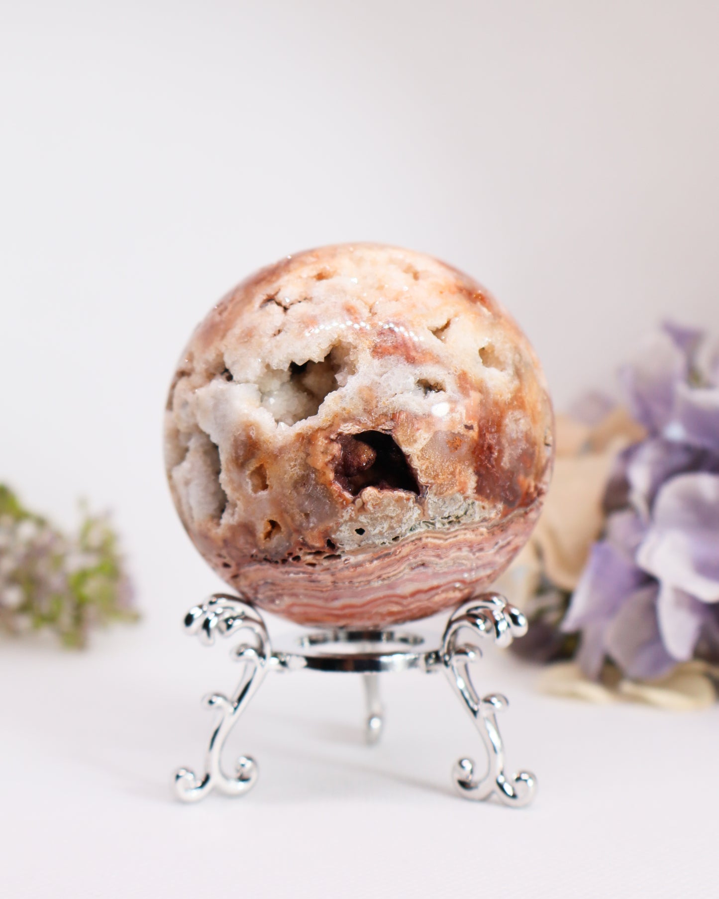 Pink Crazy Lace Agate Sphere #13