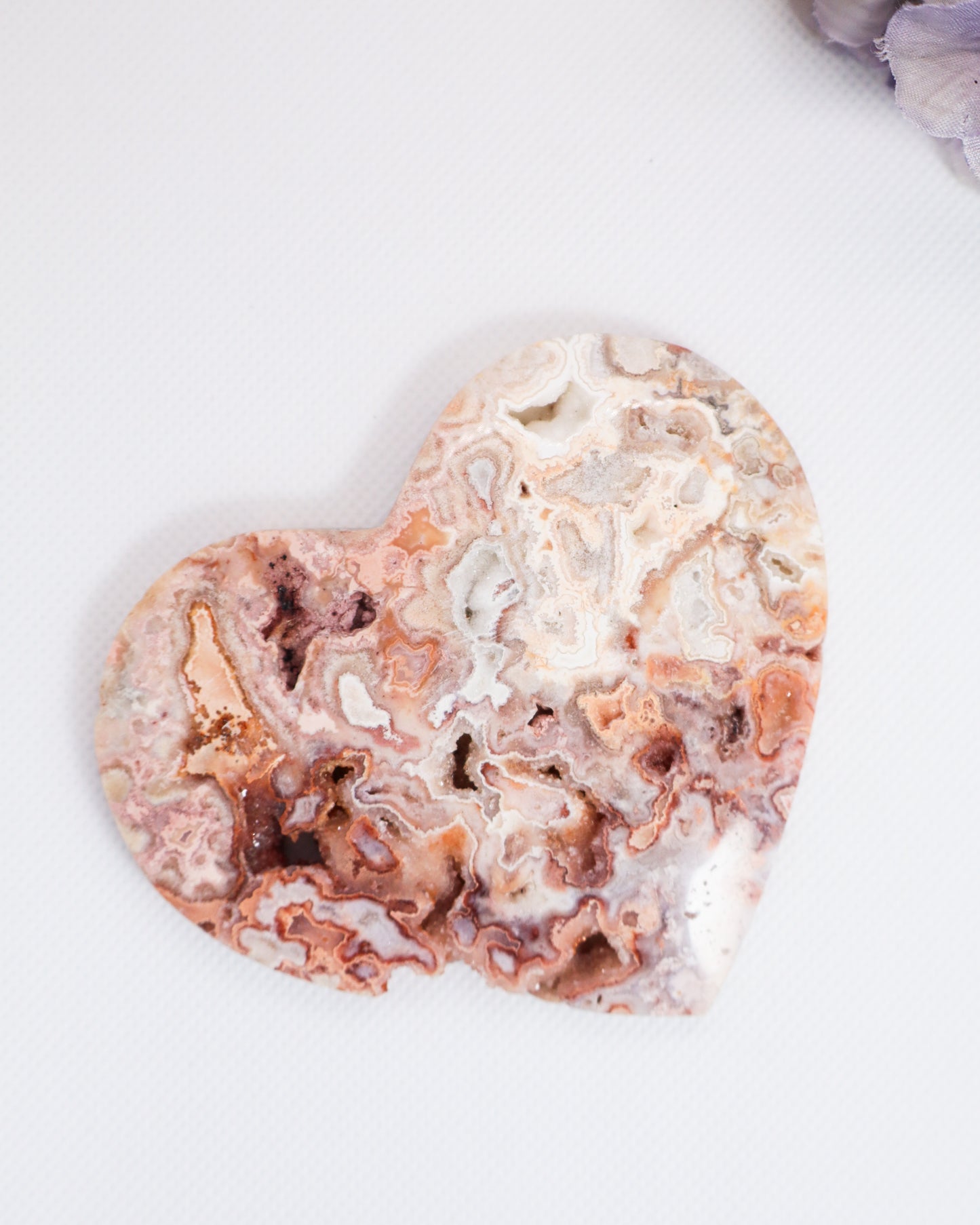 Pink Crazy Lace Agate Heart #3