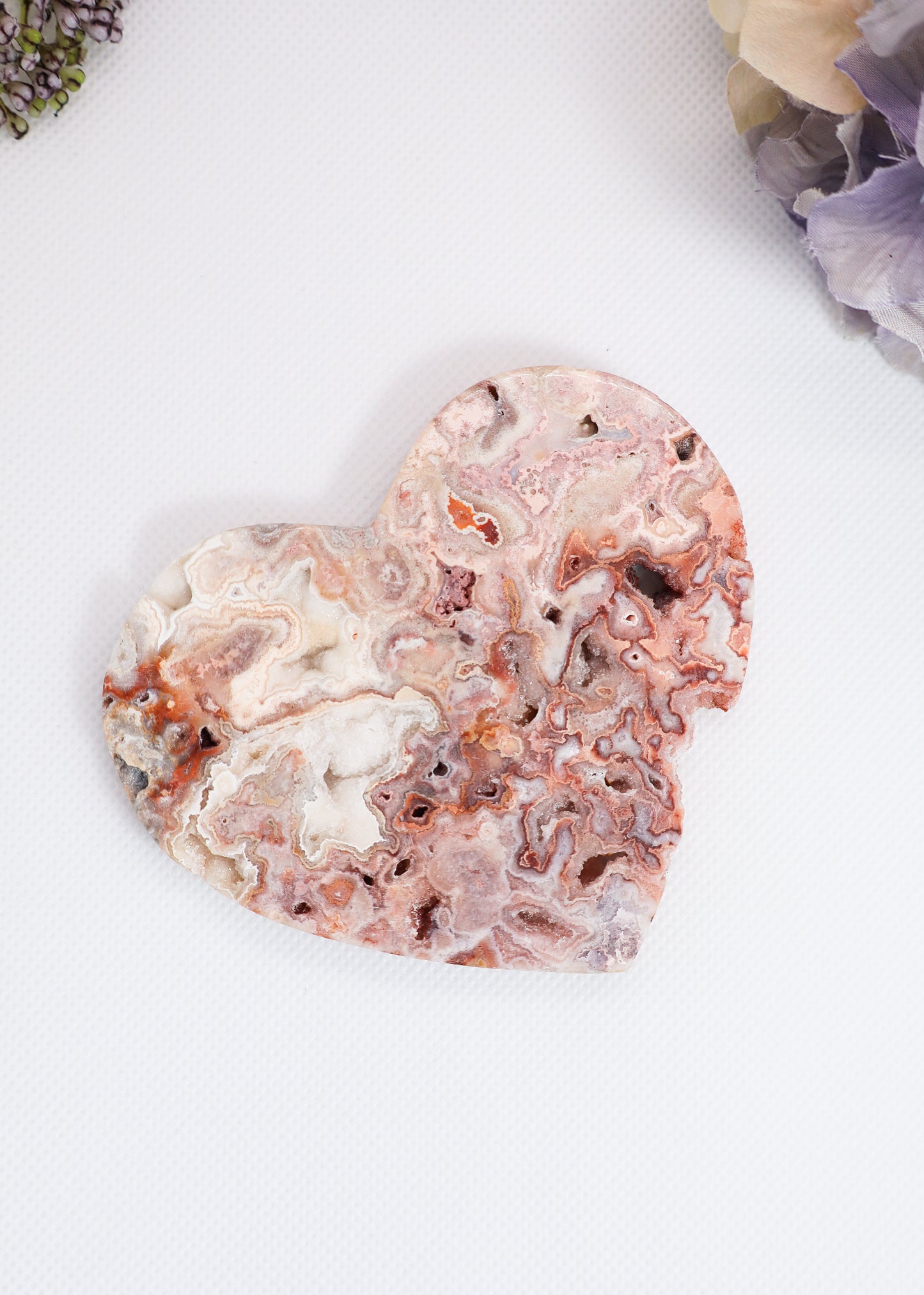 Pink Crazy Lace Agate Heart #3