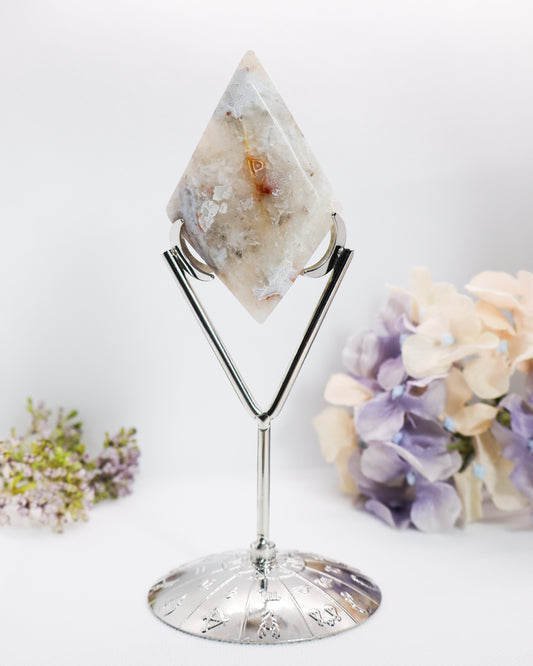 Mexican Crazy Lace Agate Diamond with Stand #3