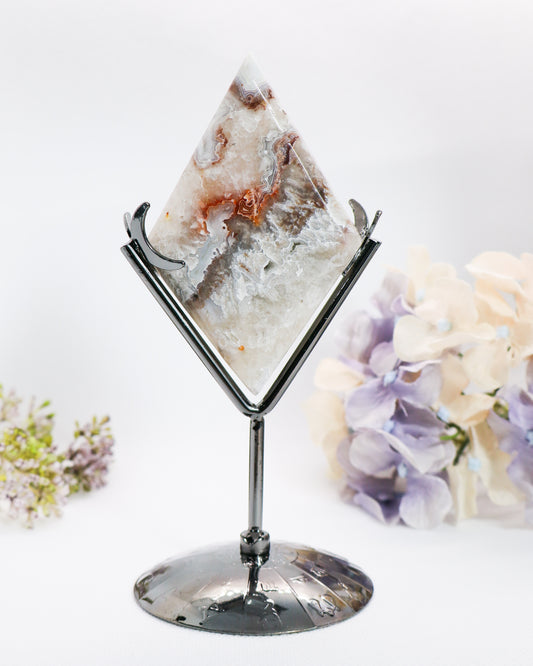 Mexican Crazy Lace Agate Diamond with Stand #6