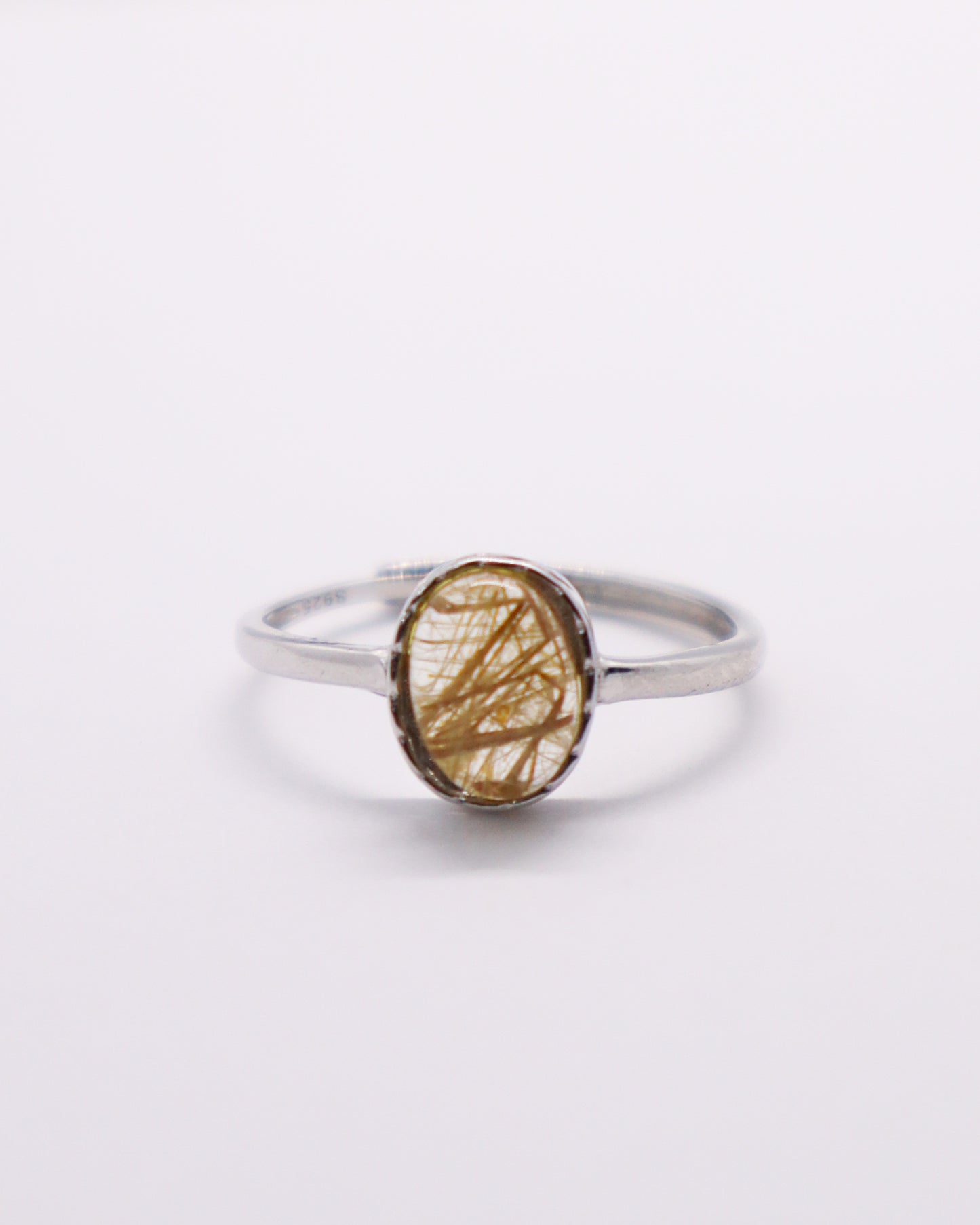 Golden Rutile Quartz Ring - 925 Sterling Silver