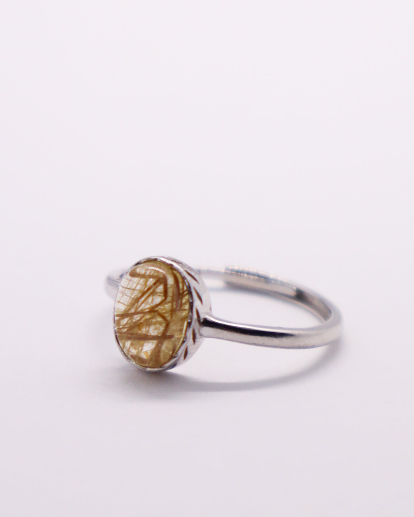 Golden Rutile Quartz Ring - 925 Sterling Silver