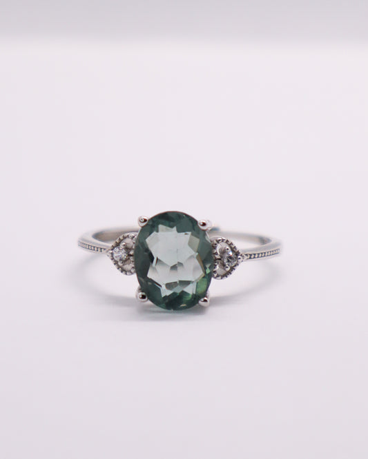 Green Fluorite Ring - 925 Sterling Silver