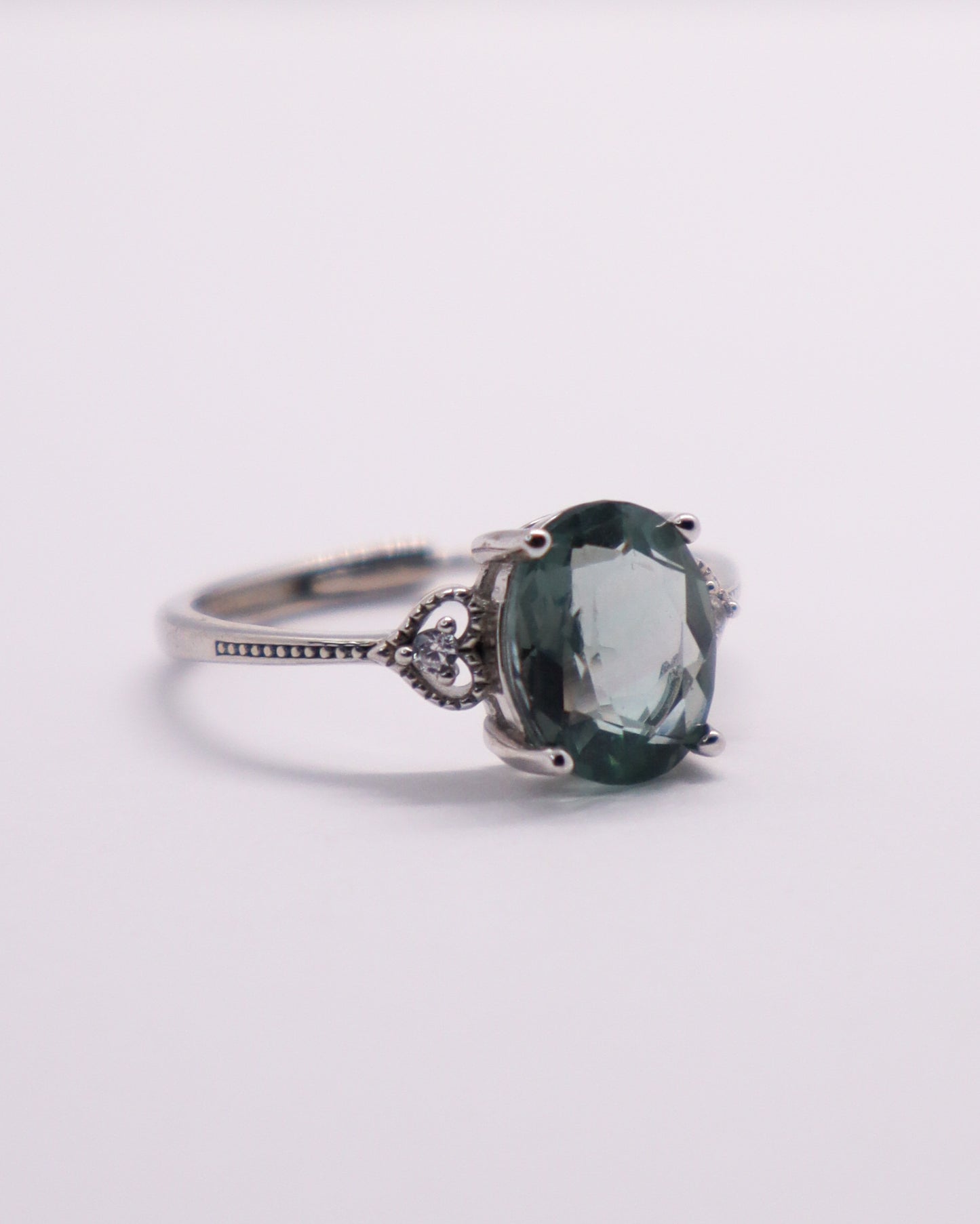 Green Fluorite Ring - 925 Sterling Silver