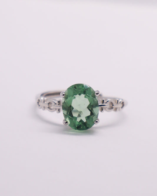 Green Fluorite Band Ring - 925 Sterling Silver