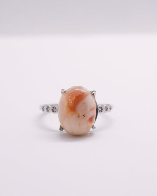 Flower Agate Ring - 925 Sterling Silver