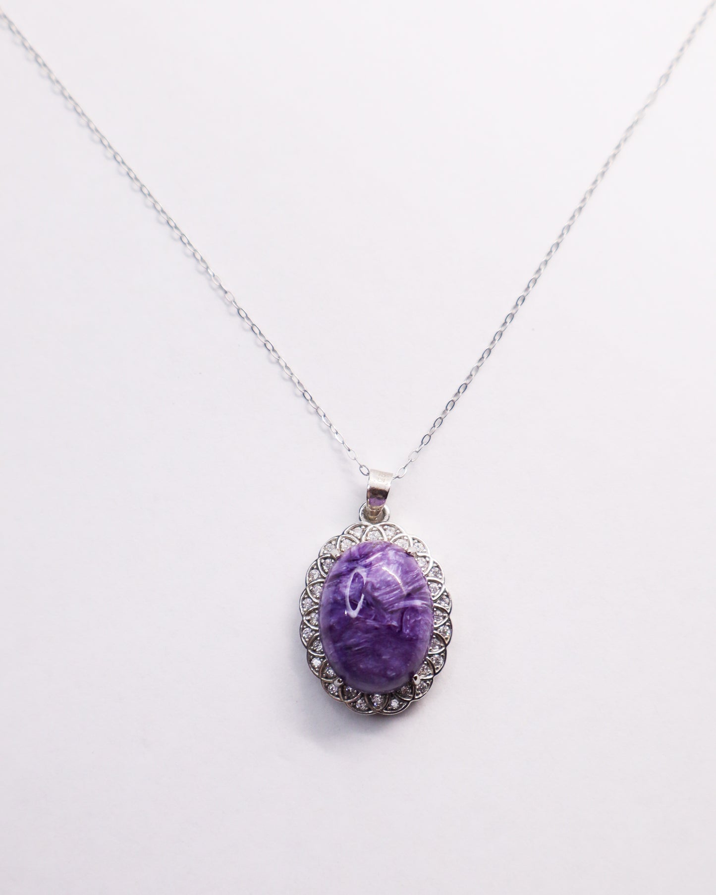 Charoite Necklace- 925 Sterling Silver