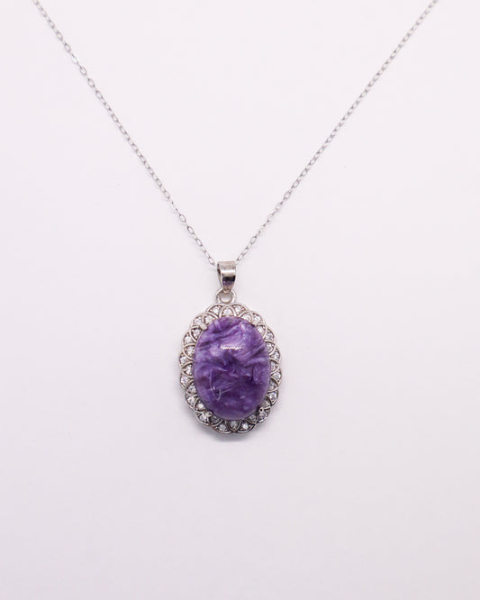 Charoite Necklace- 925 Sterling Silver