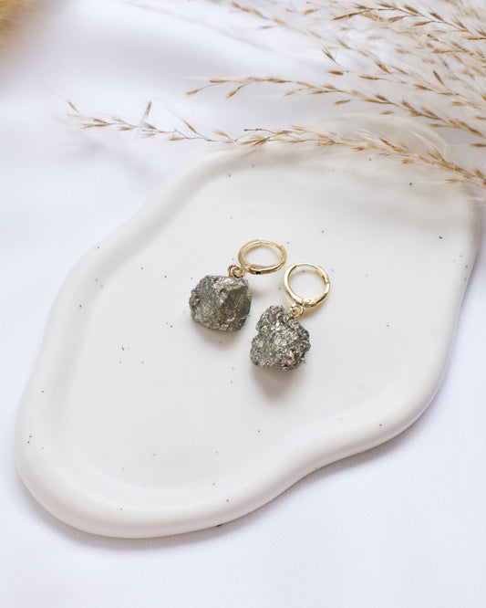 Raw Pyrite Earrings