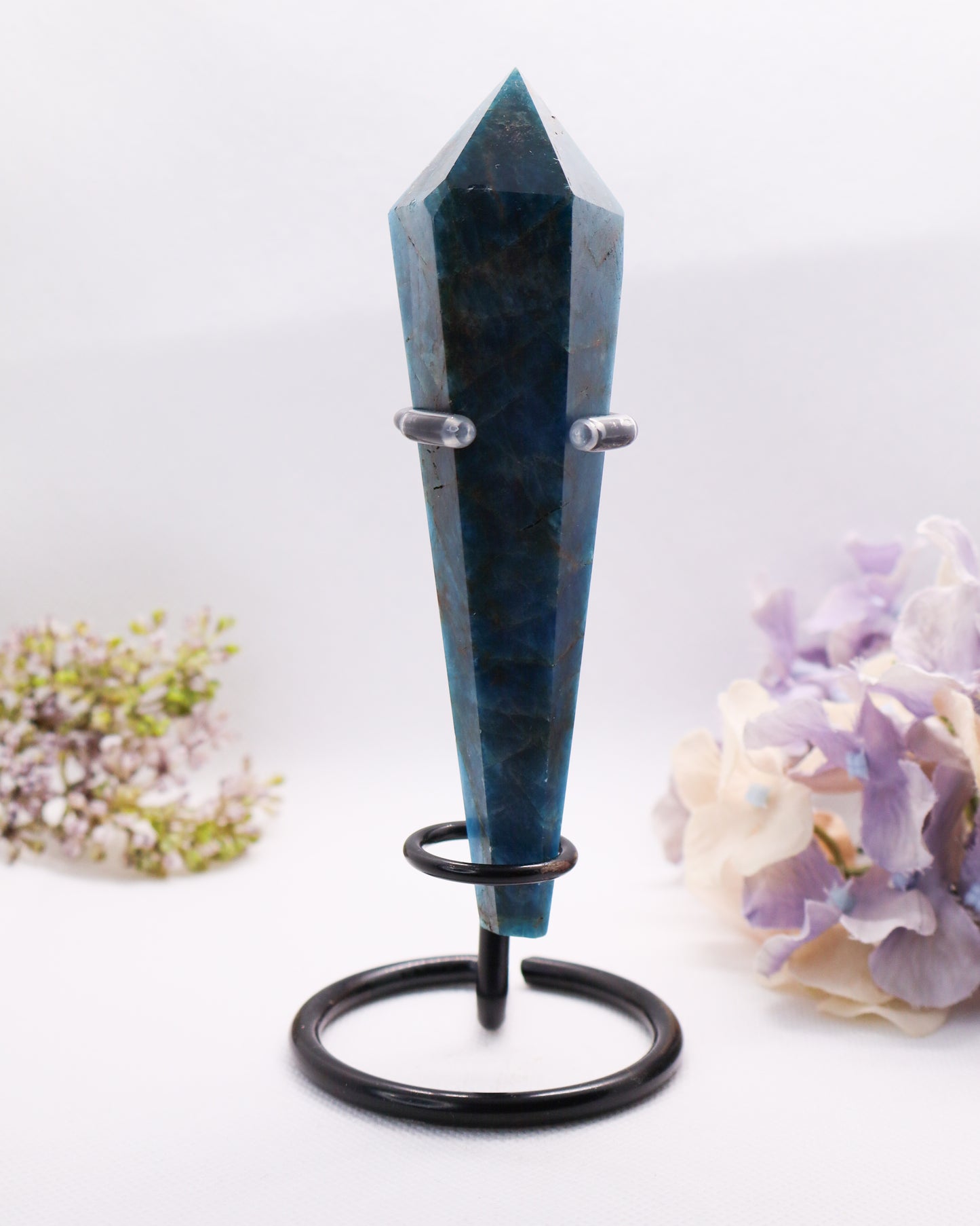 Blue Apatite Wand on Stand #1