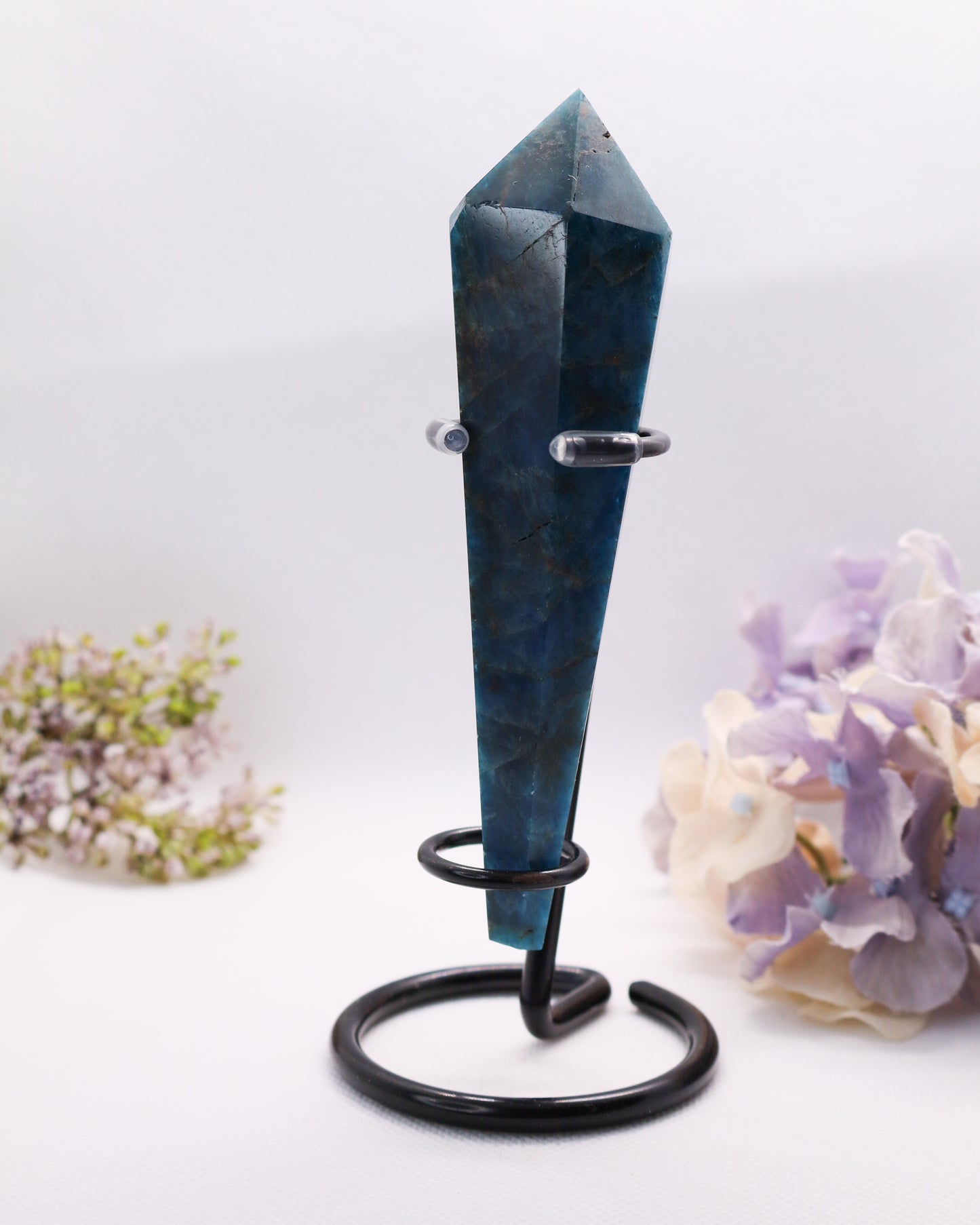 Blue Apatite Wand on Stand #1