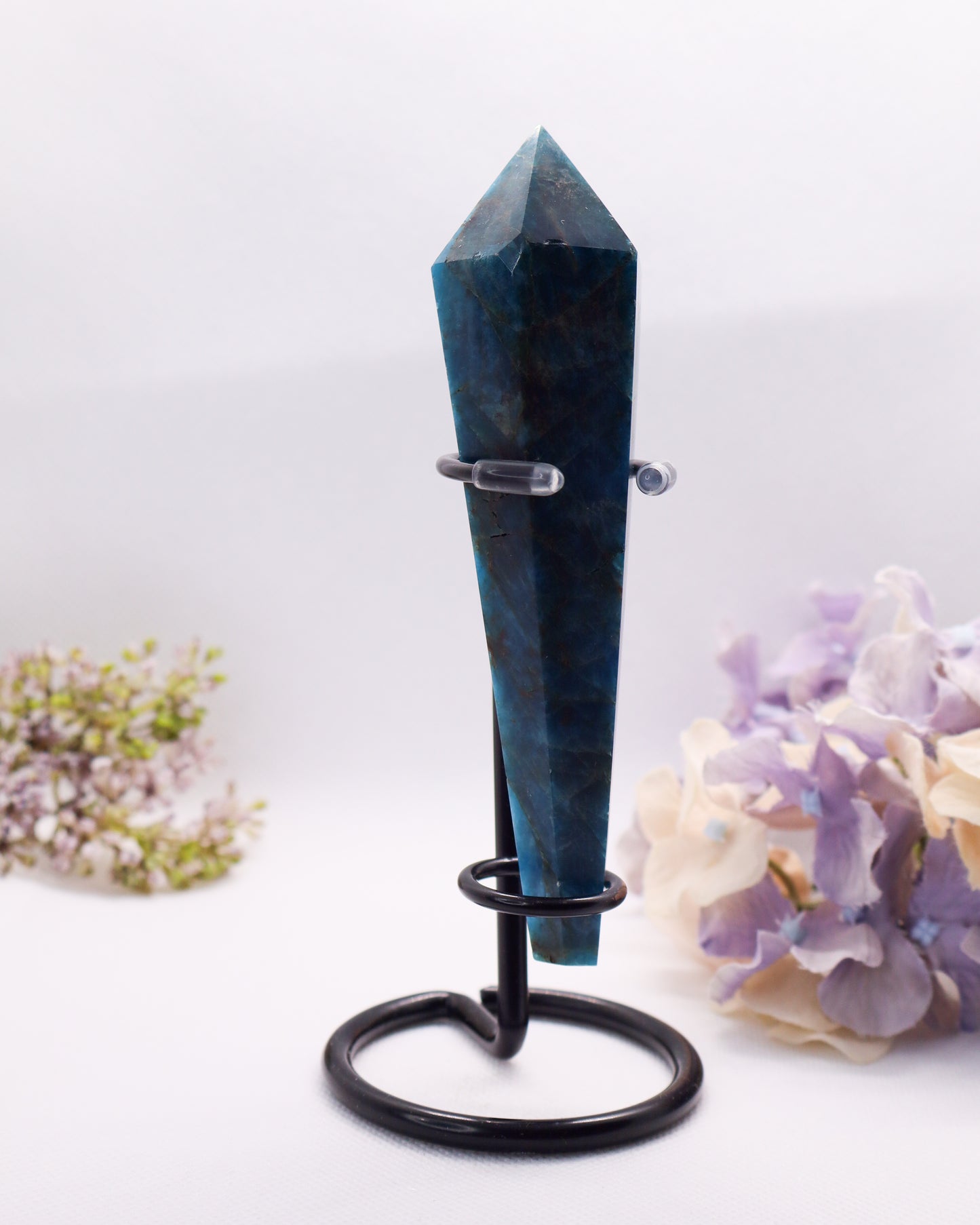 Blue Apatite Wand on Stand #1