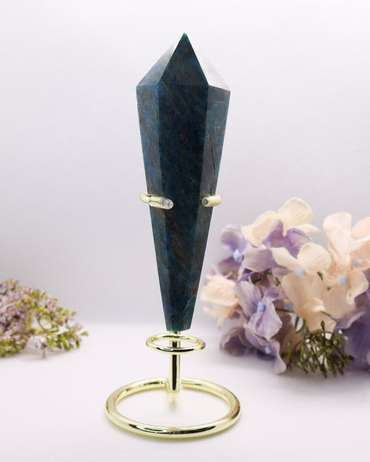 Blue Apatite Wand on Stand #2 -Tip Little Broken