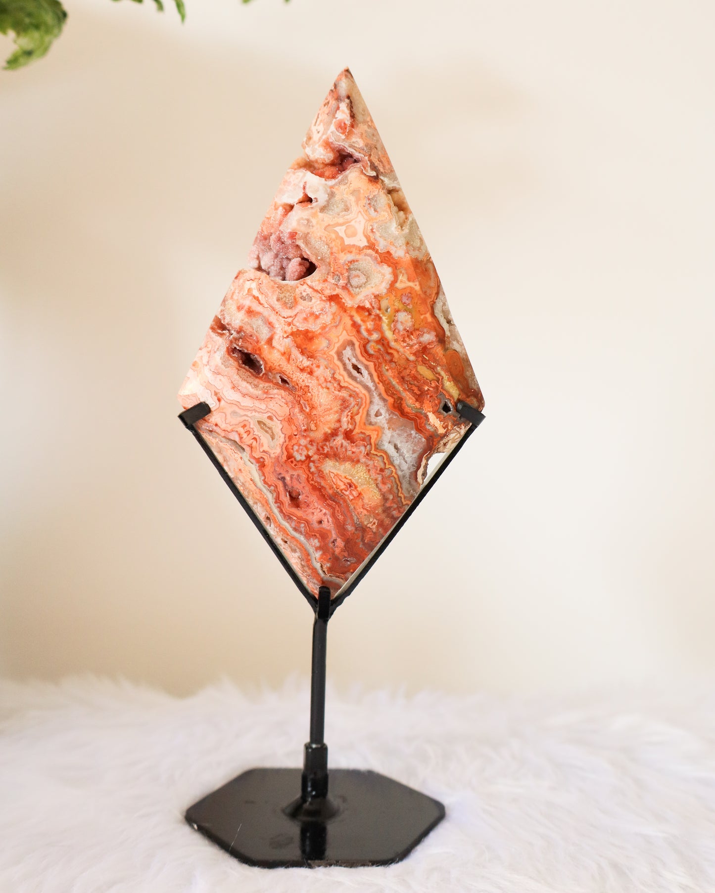 Pink Crazy Lace Agate Diamond with Stand #4