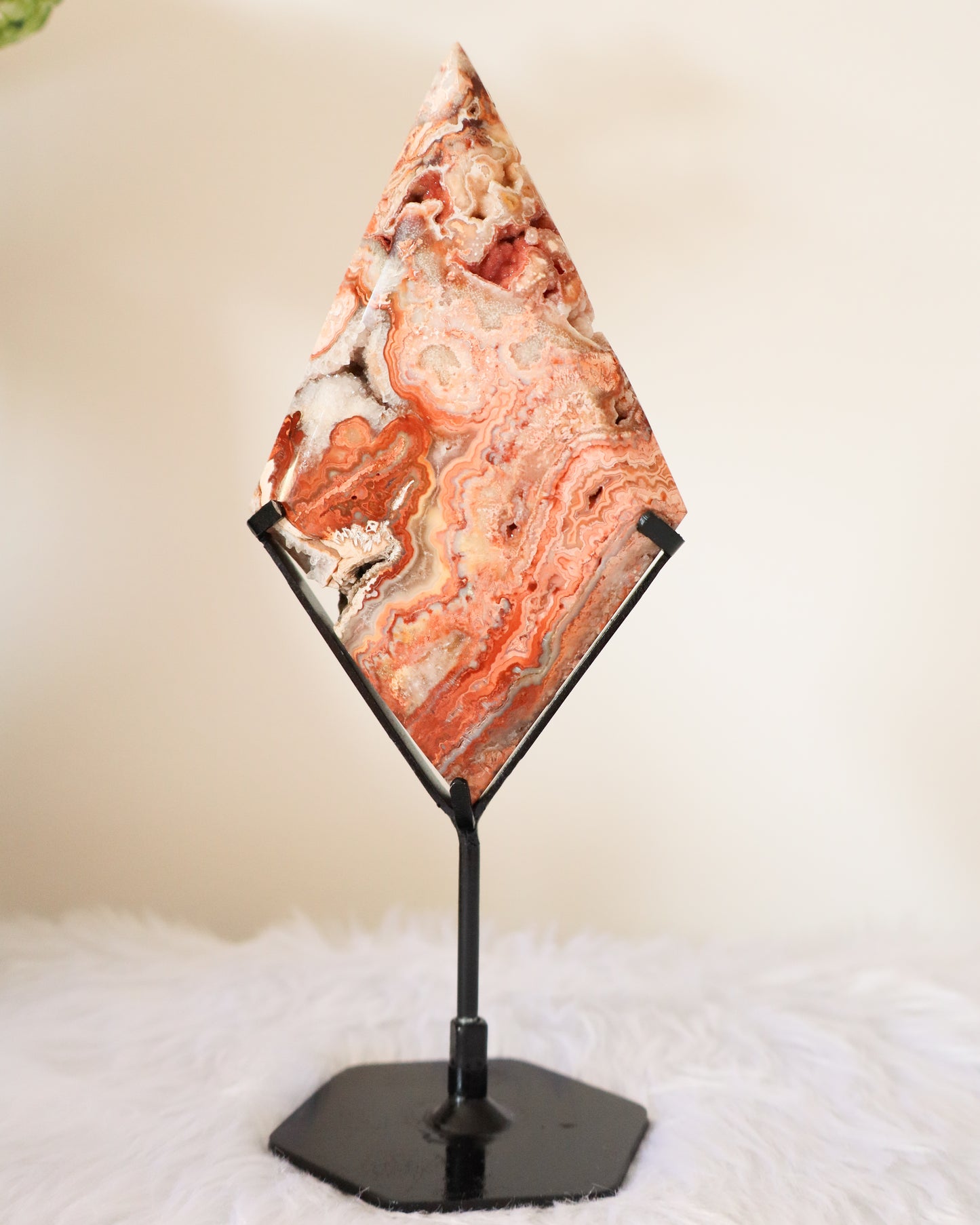 Pink Crazy Lace Agate Diamond with Stand #4