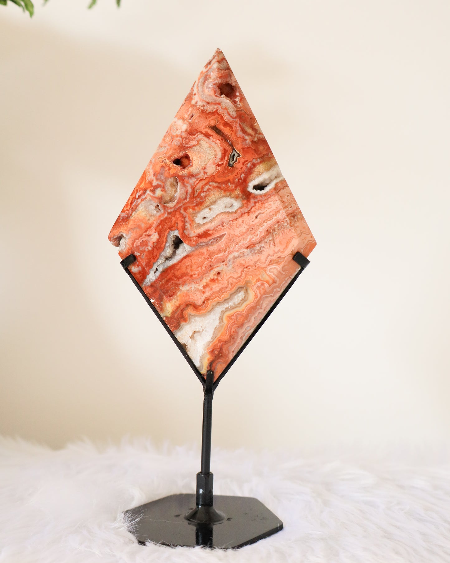 Pink Crazy Lace Agate Diamond with Stand #3