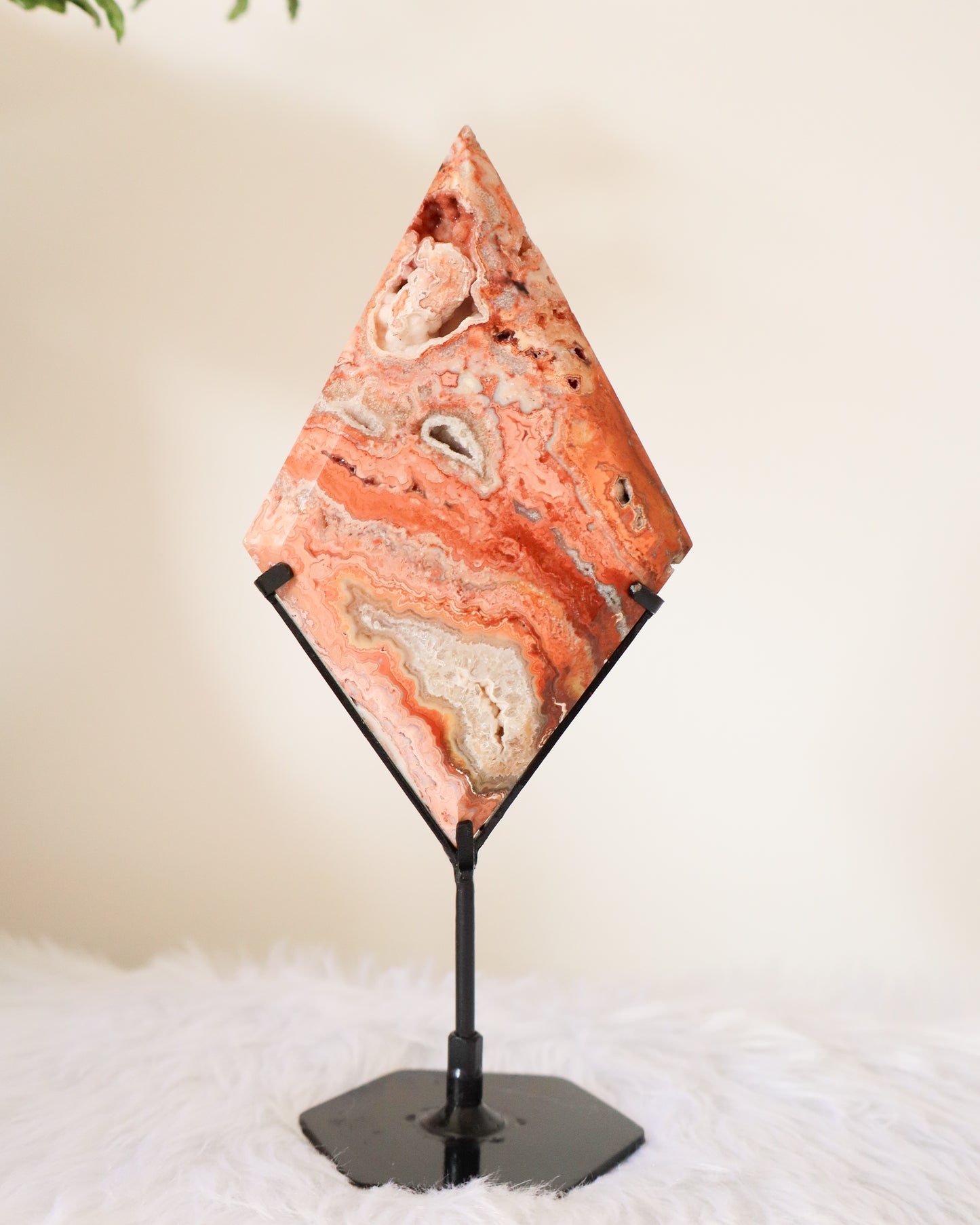 Pink Crazy Lace Agate Diamond with Stand #3