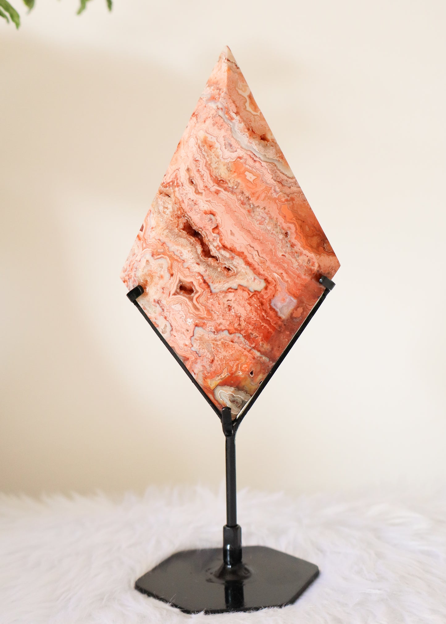 Pink Crazy Lace Agate Diamond with Stand #5